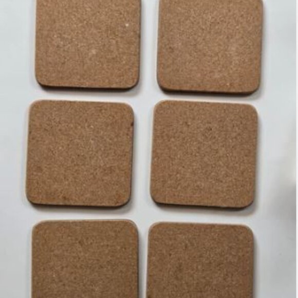 Spode Christmas Tree Coasters Drink Cork Back Pimpernel England Set 6 Boxed - Picture 3 of 5